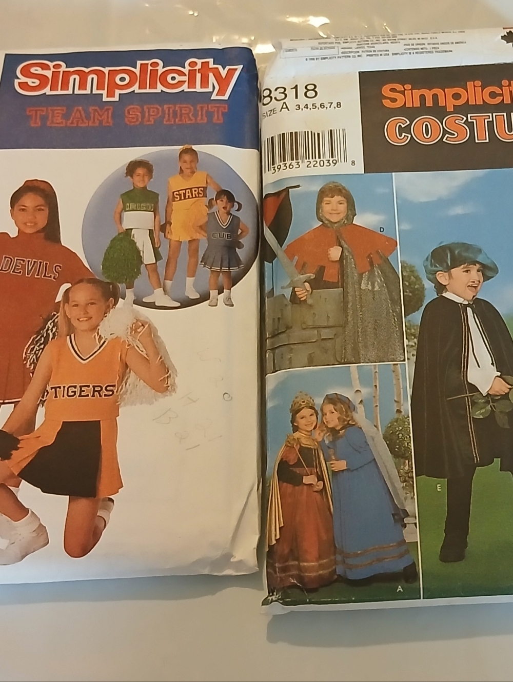 2 Simplicity Kids Costume & Team Spirit Sewing Pattern Pack